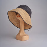 CAPELINE cappello in paglia bicolor DEMI CAPELINE CROCHET 01BG196 NAVY bagatelle france 