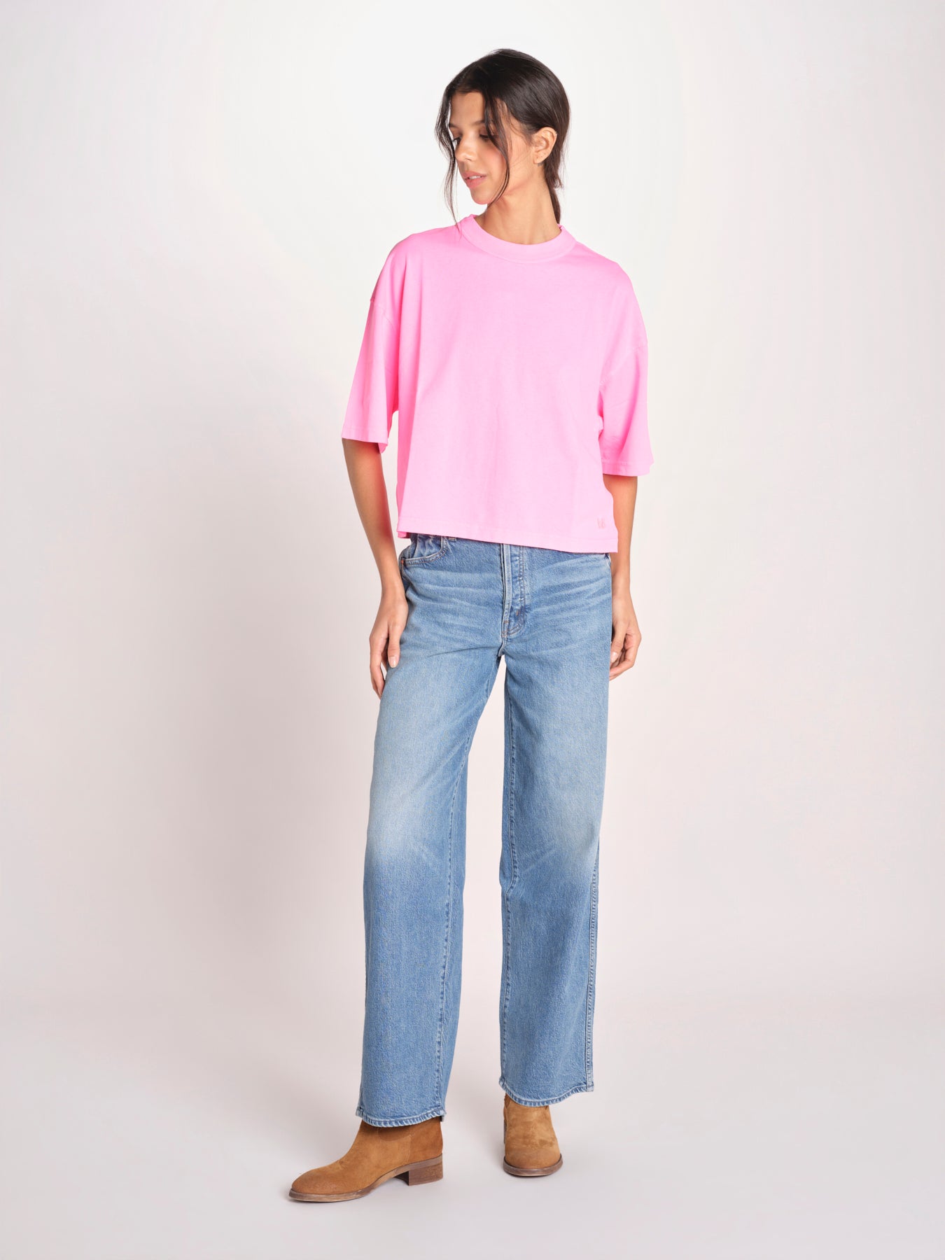 t-shirt over VOSS61 T1473_PS26 372 FLUO PINK bellerose 