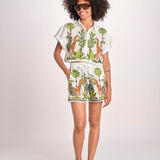 camicia cropped BE24867 WHITE MULTI benaras soleil 
