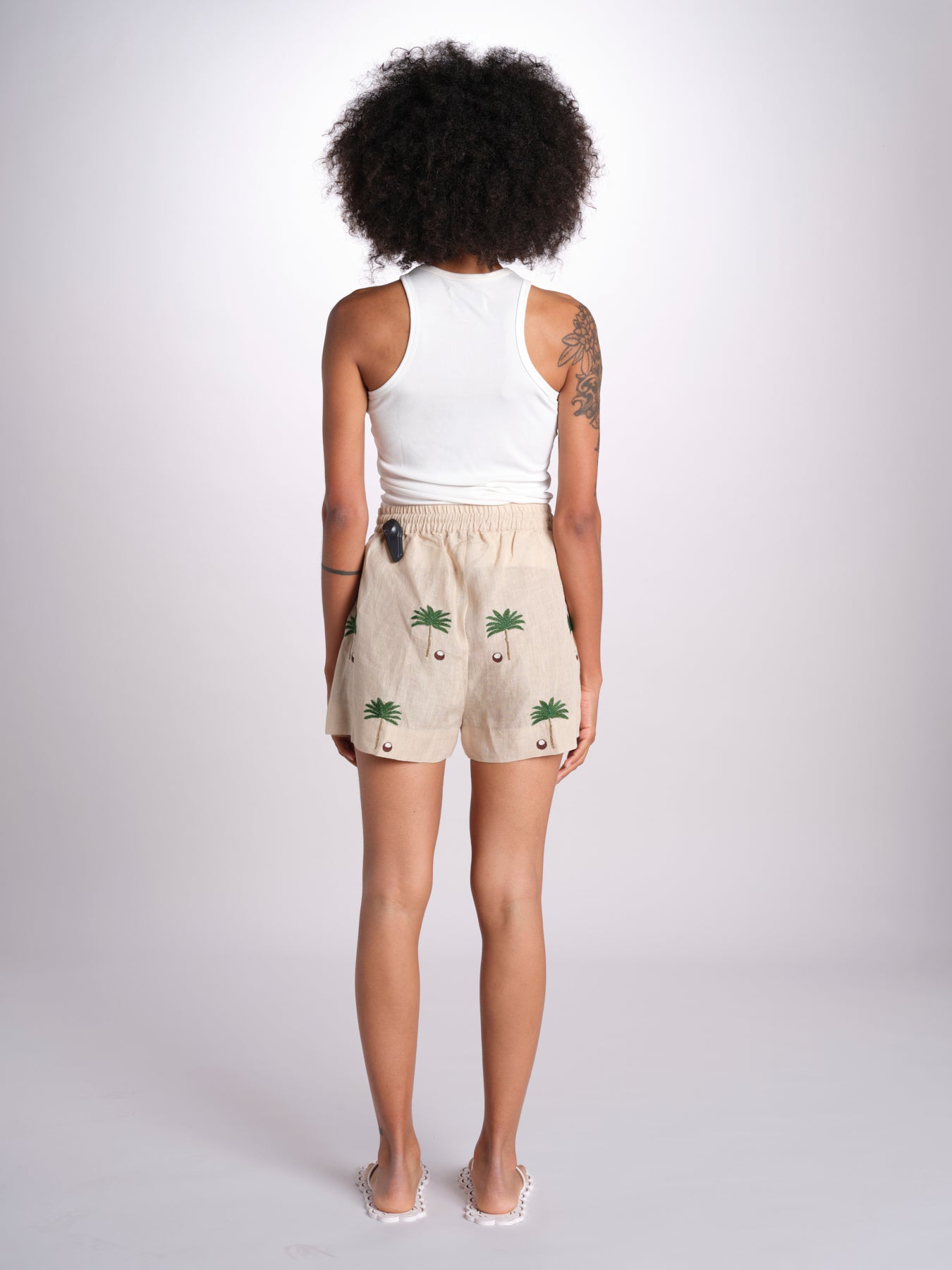 short cocco più palme BE25125 BEIGE GREEN benaras soleil 