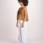 top ricamo greche BE25204 KHAKI WINE benaras soleil 