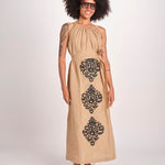 abito lungo BE25245 BEIGE BLACK benaras soleil 