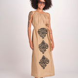abito lungo BE25245 BEIGE BLACK benaras soleil 