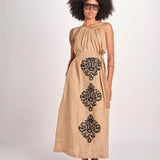 abito lungo BE25245 BEIGE BLACK benaras soleil 
