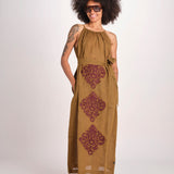abito lungo BE25245 KHAKI WHINE benaras soleil 