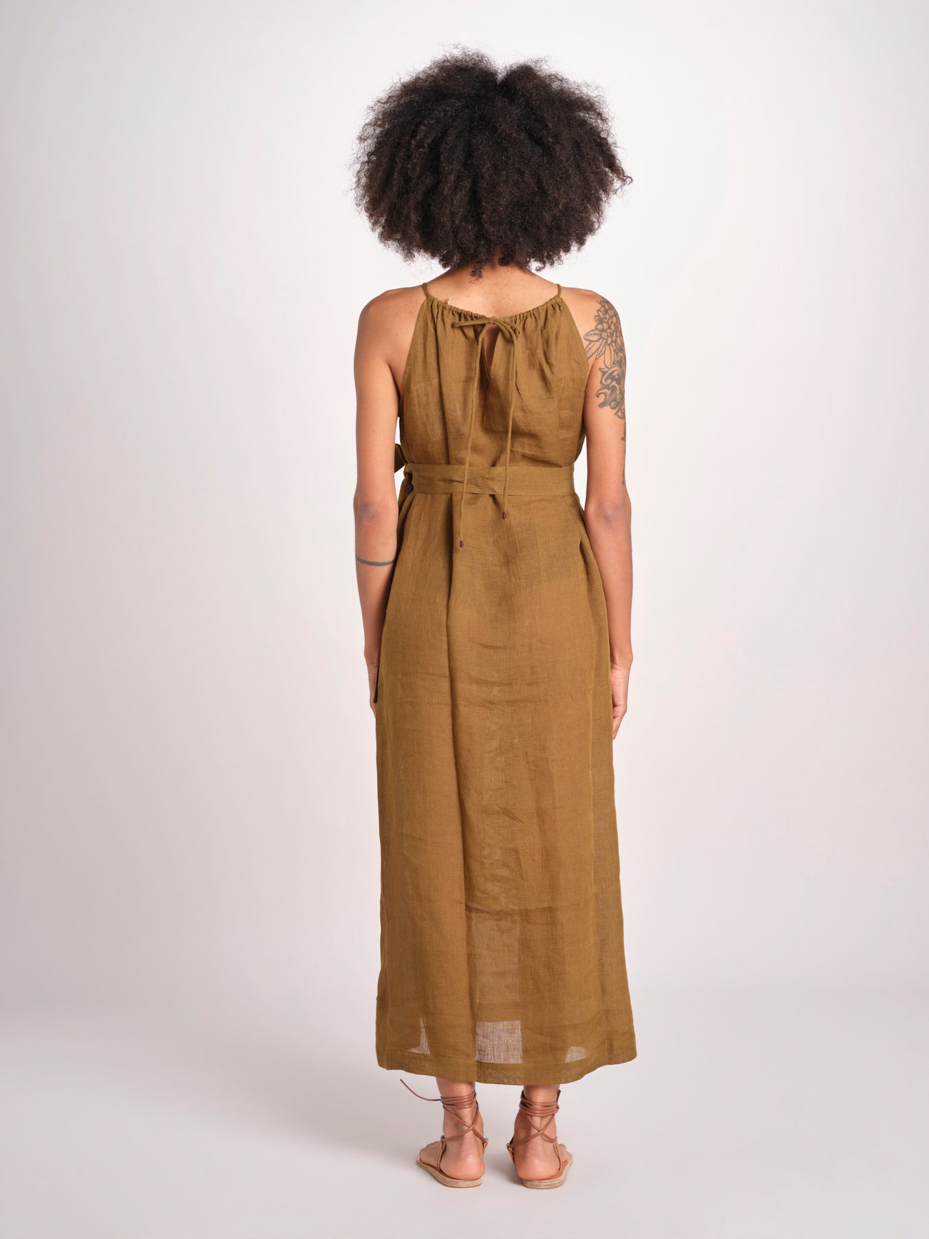 abito lungo BE25245 KHAKI WHINE benaras soleil 