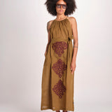 abito lungo BE25245 KHAKI WHINE benaras soleil 