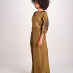 Pantalone in seta over BE25252 KHAKI benaras soleil 
