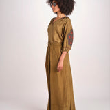 Pantalone in seta over BE25252 KHAKI benaras soleil 