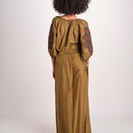 Pantalone in seta over BE25252 KHAKI benaras soleil 