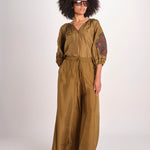 Pantalone in seta over BE25252 KHAKI benaras soleil 