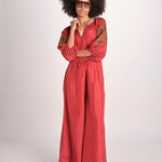 pantalone in seta over BE25252 RUST benaras soleil 