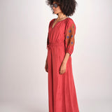 pantalone in seta over BE25252 RUST benaras soleil 