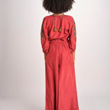 pantalone in seta over BE25252 RUST benaras soleil 
