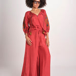 pantalone in seta over BE25252 RUST benaras soleil 