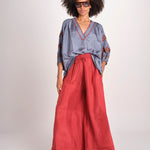camicia in seta BE25261 GREEN BLU benaras soleil 