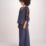 camicia in seta BE25261 NAVY RUST benaras soleil 