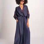 camicia in seta BE25261 NAVY RUST benaras soleil 