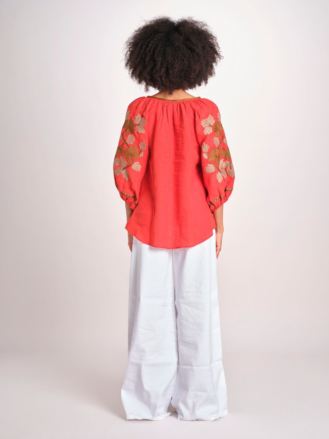 tunica ricamo fiori geometrici BE25308 ORANGE MULTI benaras soleil 
