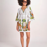 mini abito con giraffe BE25310 WHITE MULTI benaras soleil 