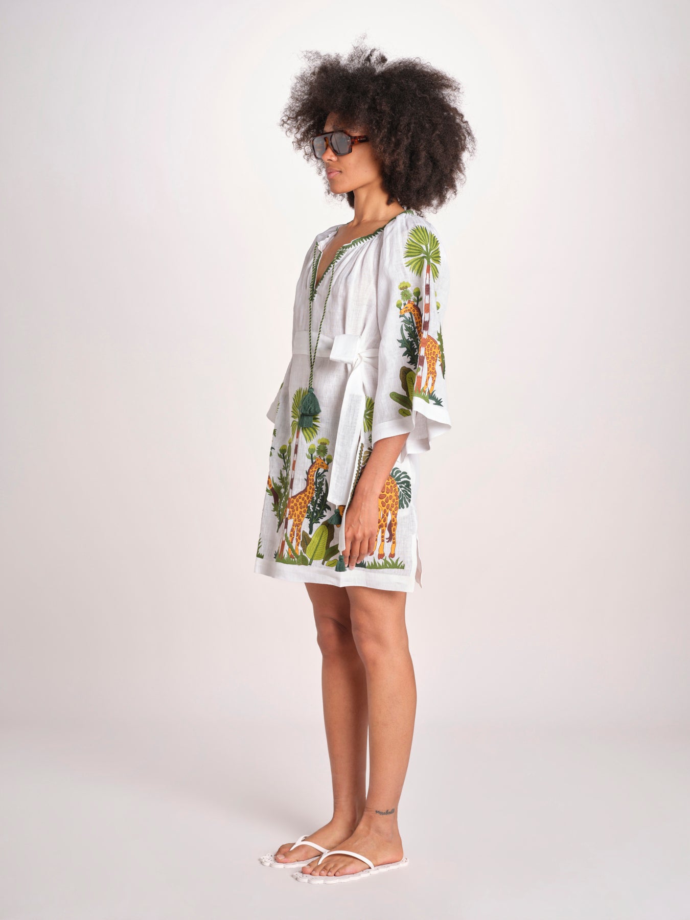 mini abito con giraffe BE25310 WHITE MULTI benaras soleil 