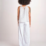 top con spalline ricamo giraffe BE25396 WHITE MULTI benaras soleil 