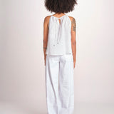 top con spalline ricamo giraffe BE25396 WHITE MULTI benaras soleil 