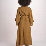 caftano lungo con ricami BE 25244 KHAKI WHINE benaras soleil 