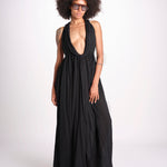 abito lungo scollato aperto CHANTAL BLACK christianzen 