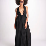 abito lungo scollato aperto CHANTAL BLACK christianzen 