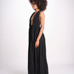 abito lungo scollato aperto CHANTAL BLACK christianzen 