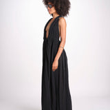 abito lungo scollato aperto CHANTAL BLACK christianzen 