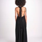 abito lungo scollato aperto CHANTAL BLACK christianzen 
