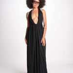 abito lungo scollato aperto CHANTAL BLACK christianzen 
