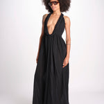 abito lungo scollato aperto CHANTAL BLACK christianzen 