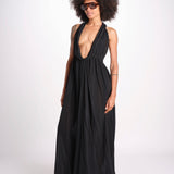 abito lungo scollato aperto CHANTAL BLACK christianzen 
