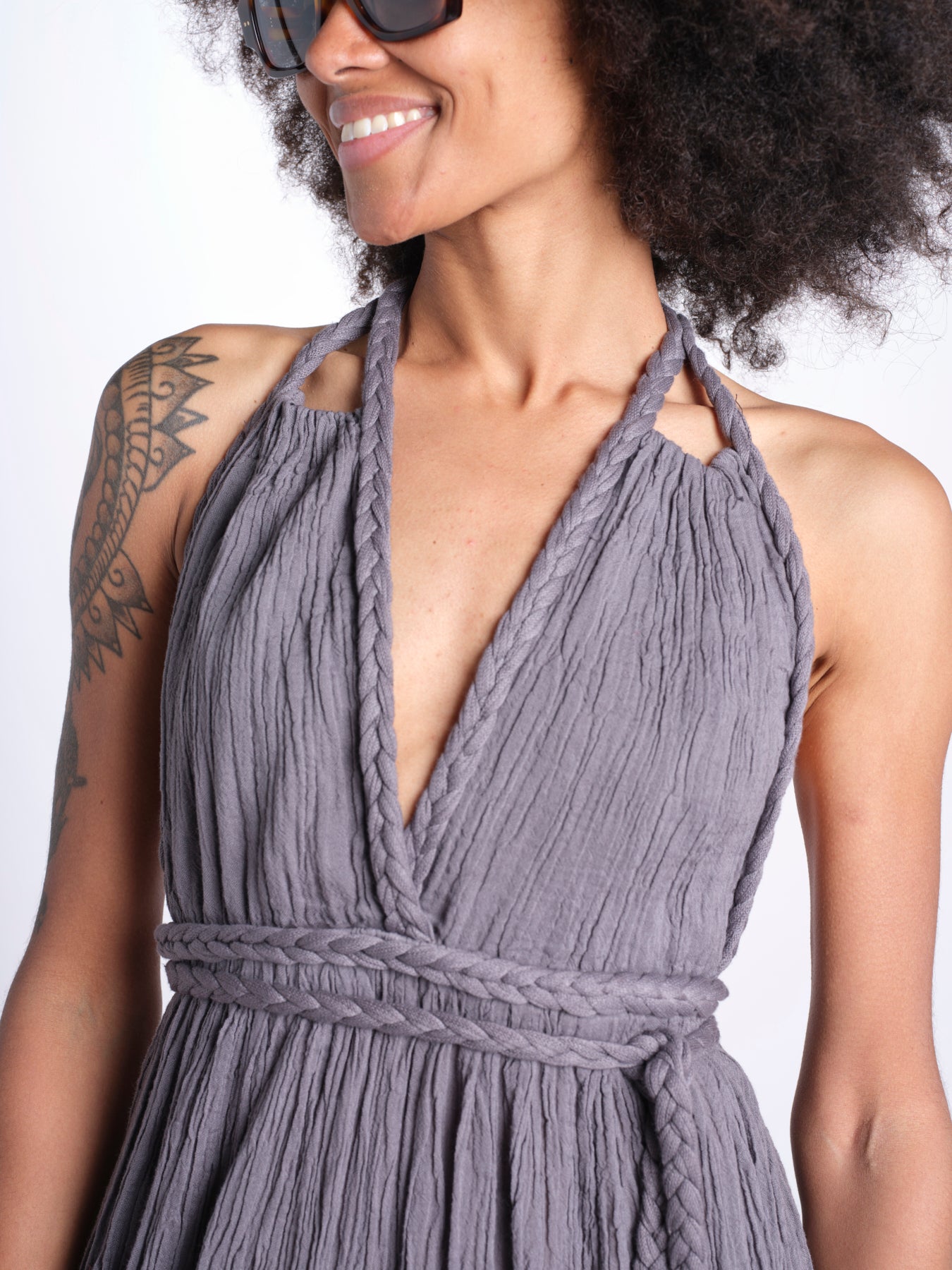 tuta con treccia ESTIA TONE GREY christianzen 