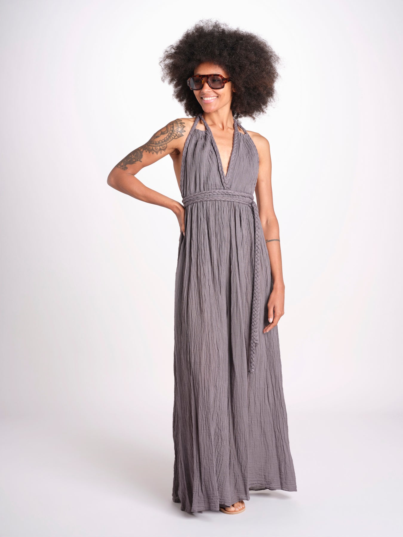tuta con treccia ESTIA TONE GREY christianzen 