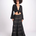camicia cropped con nodo in lurex gessato JUNE BLACK christianzen 