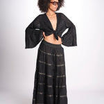 camicia cropped con nodo in lurex gessato JUNE BLACK christianzen 