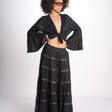 camicia cropped con nodo in lurex gessato JUNE BLACK christianzen 