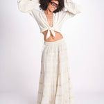 camicia cropped con nodo in lurex gessato JUNE OFF WHITE christianzen 
