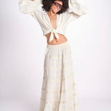 camicia cropped con nodo in lurex gessato JUNE OFF WHITE christianzen 