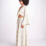 camicia cropped con nodo in lurex gessato JUNE OFF WHITE christianzen 