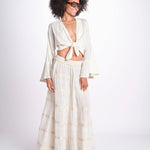 camicia cropped con nodo in lurex gessato JUNE OFF WHITE christianzen 