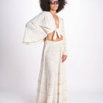 camicia cropped con nodo in lurex gessato JUNE OFF WHITE christianzen 