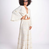 camicia cropped con nodo in lurex gessato JUNE OFF WHITE christianzen 