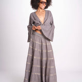 camicia cropped con nodo in lurex gessato JUNE STONE GREY christianzen 