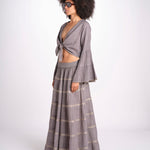 camicia cropped con nodo in lurex gessato JUNE STONE GREY christianzen 