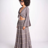 camicia cropped con nodo in lurex gessato JUNE STONE GREY christianzen 